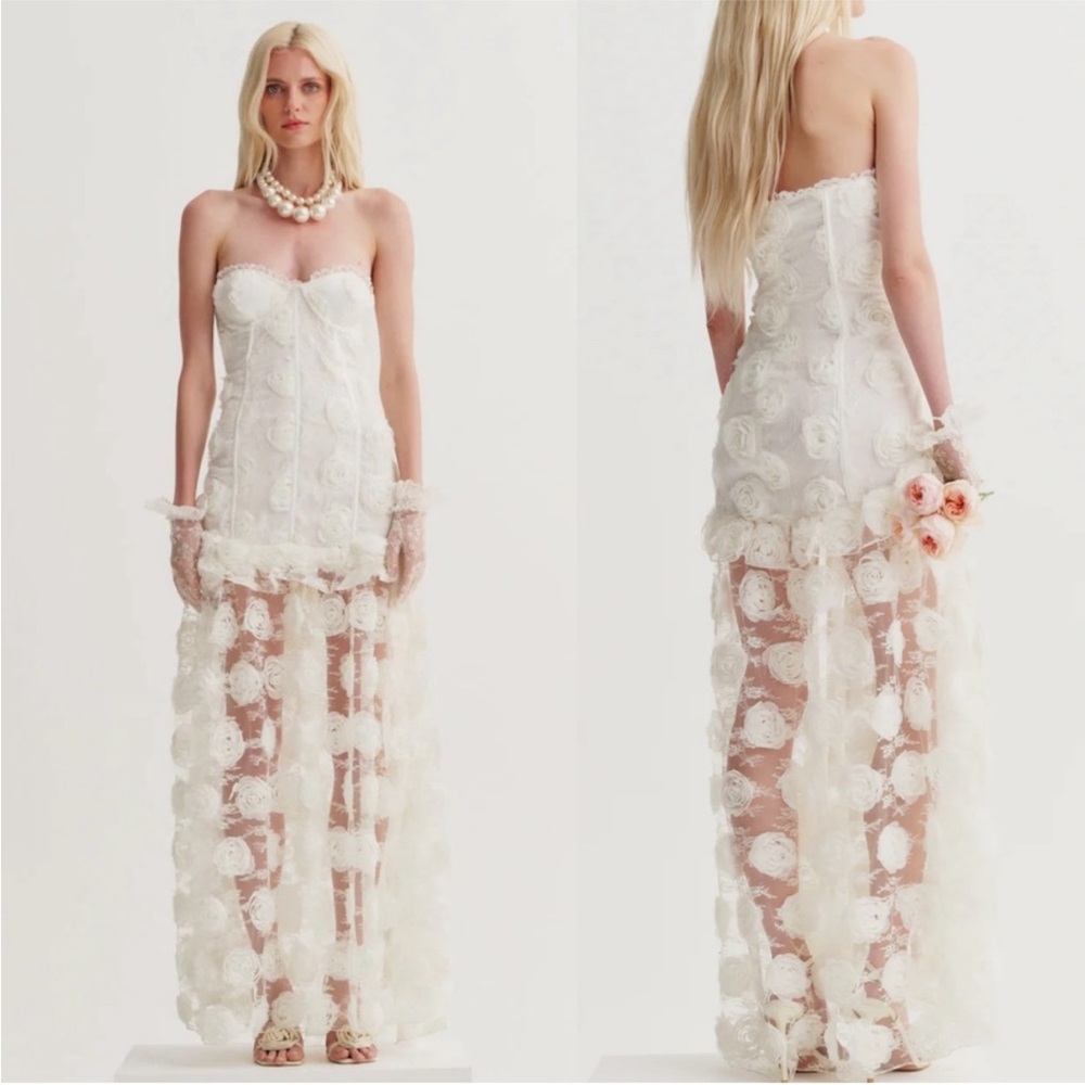 For Love And Lemons White Strapless Sleeveless Wedding Gown